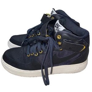 Nike Air Force Ones Mid Tops Anthracite, White , & Gold GS Size 6